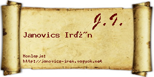 Janovics Irén névjegykártya